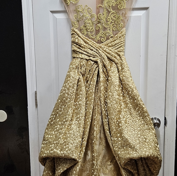 Rafael Cennamo Gold dress/gown sz4 - Picture 1 of 8